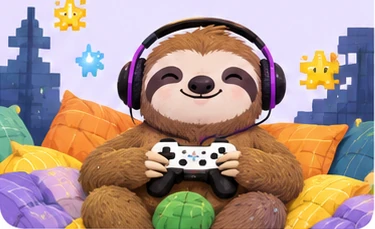 Slozo with headphones and a game controller.